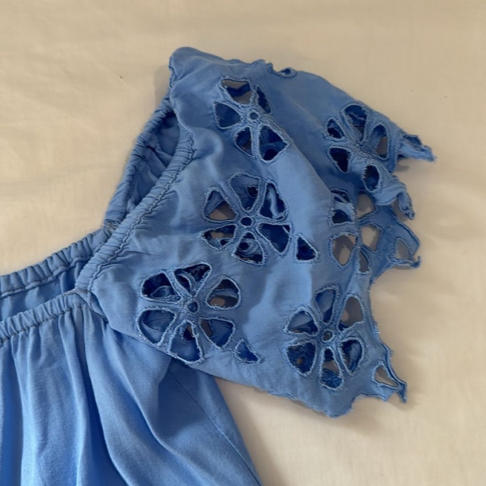 SALT + GRACE sky blue cut out off shoulder boho dress coverup by Tiare Hawaii - Picture 5 of 7